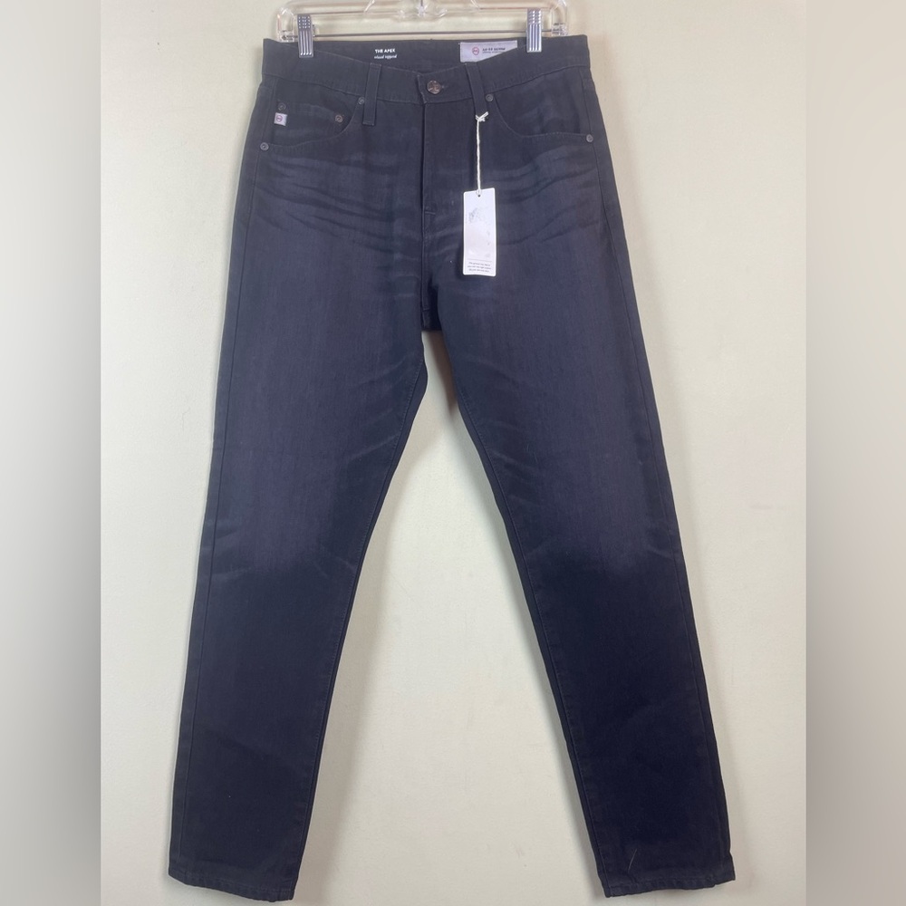 NWT Adriano Goldschmeid THE APEX Relaxed Tapered Black Button Fly Jeans Sz 29R